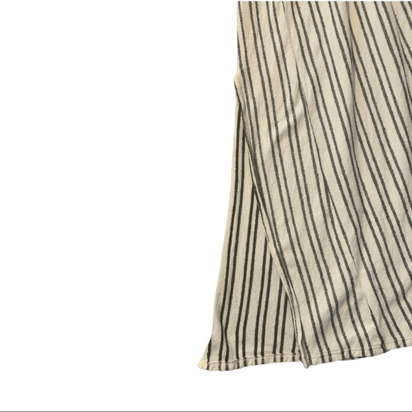 Small Striped Woman’s Maxi Tie Back Dress Striped with Leg Slit V Neckline - Picture 5 of 5